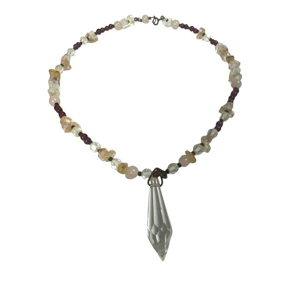 None and/or Unknown Jewelry - Shimmering Crystal & Gemstone Statement Necklace